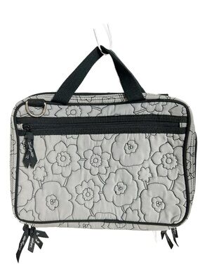 Thirty-One Quilted Grey Floral Fold-Out Cosmetic Travel Bag Organizer